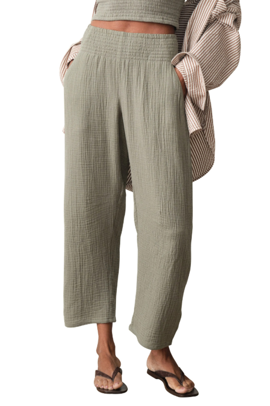 Marine Layer Cali Double Cloth Pant Boho Gauze Sage Sea XL